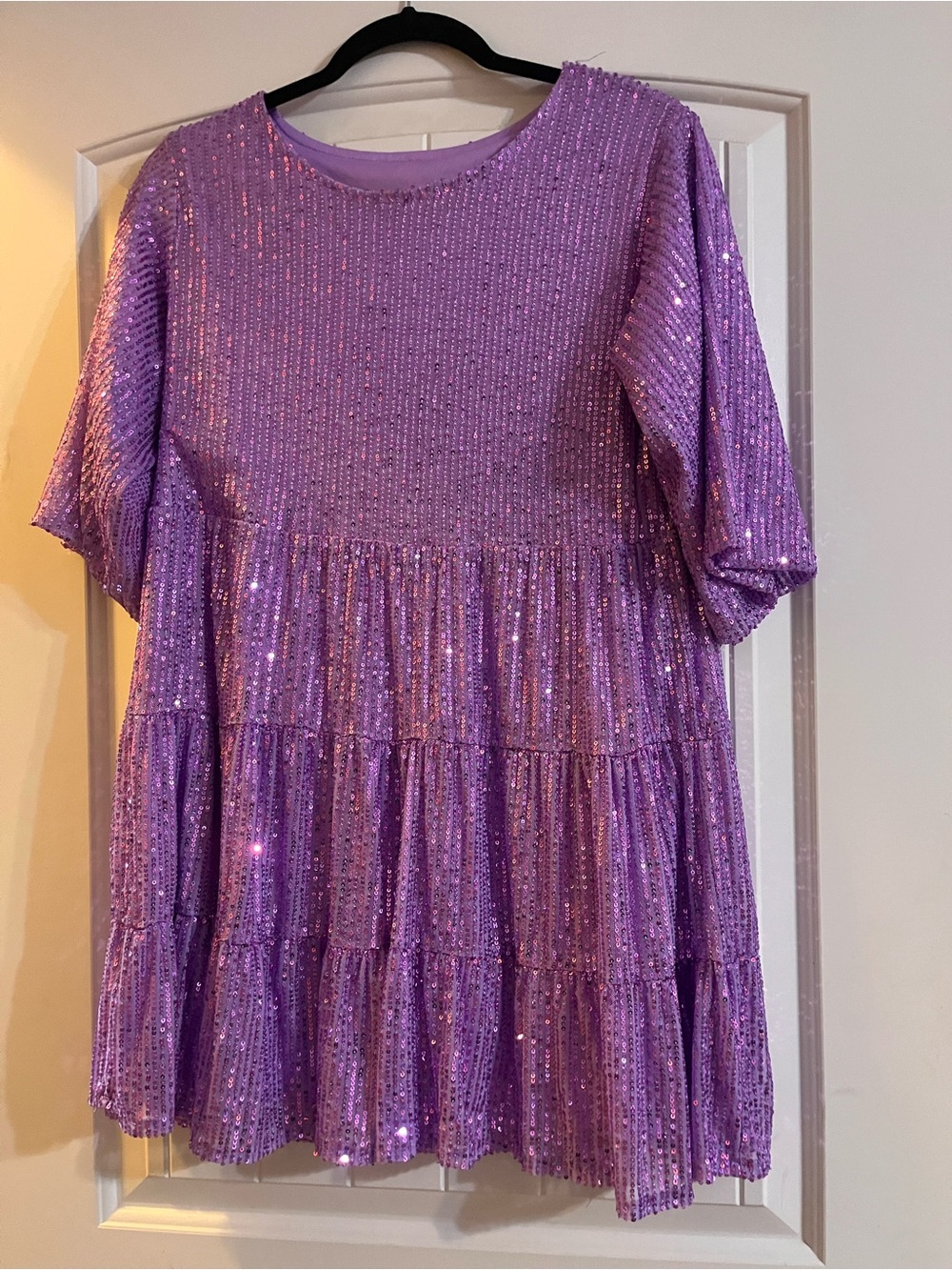 Women’s Lavender Sequin Tiered Formal Dress